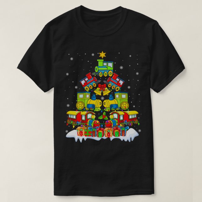 T-shirt Train Lover Xmas Tree Père Noël Train de Noël Ugly (Design devant)