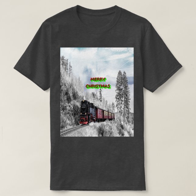 T-SHIRT TRAIN MERRY CHRISTMAS (Design devant)