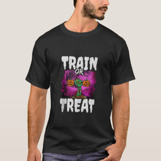 T-shirt Train Ou Traiter Halloween Gym Poids Zombie