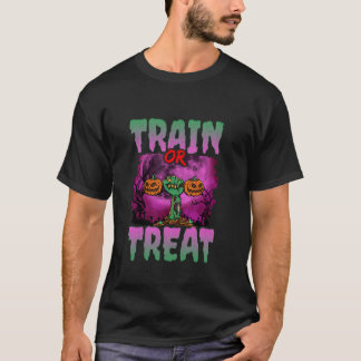 T-shirt Train Ou Traiter Halloween Gym Poids Zombie