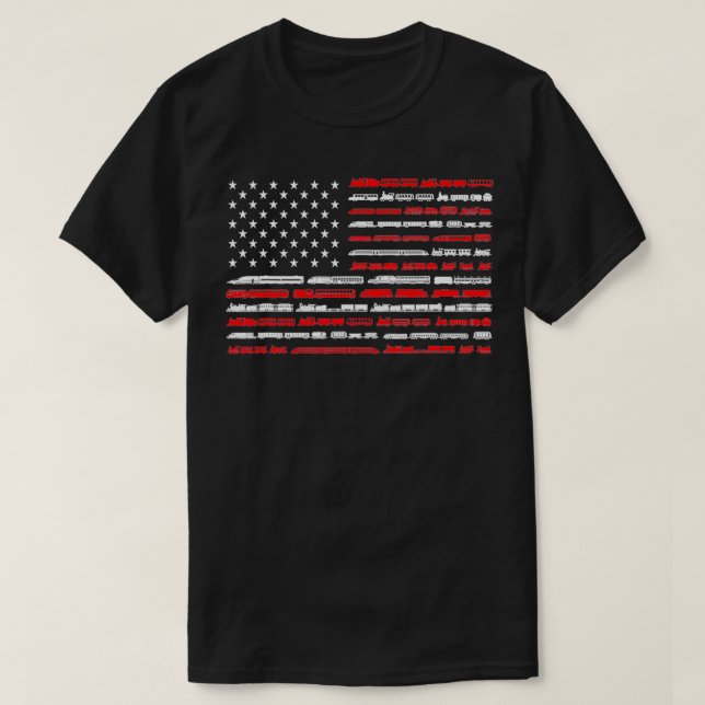T-shirt Train Railroad Drapeau américain Vintage Locomotiv (Design devant)