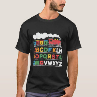 T-shirt Train Railroad Lover ABC Alphabet A Z ABC Kinderg