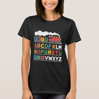 T-shirt Train Railroad Lover Abc Alphabet A-z Abcs Kinderg
