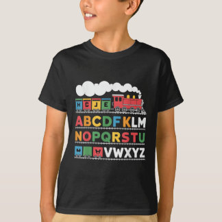 T-shirt Train Railroad Lover Abc Alphabet A-z Abcs Kinderg