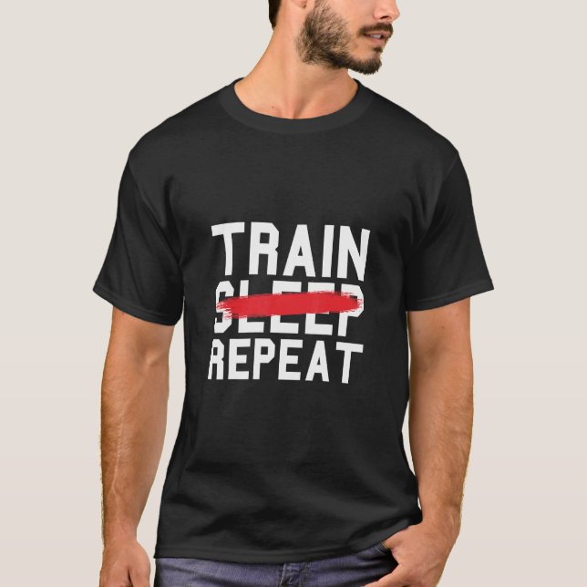 T-shirt Train Sommeil Répétition Fitness Gymnase Exercice  (Devant)