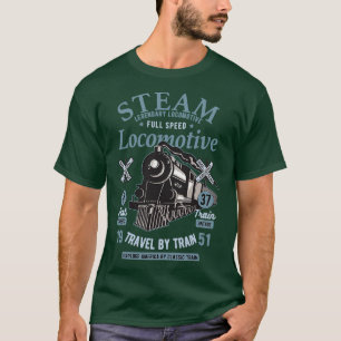 T-shirt Train vintage à vapeur Locomotive