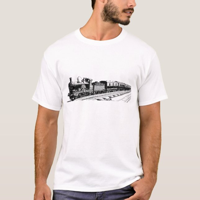 T-shirt Train vintage - noir (Devant)