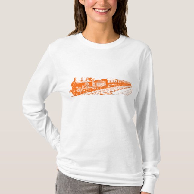 T-shirt Train vintage - Orange (Devant)