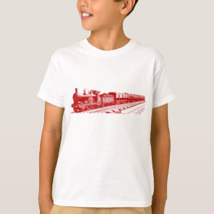 T-shirt Train vintage - rubis