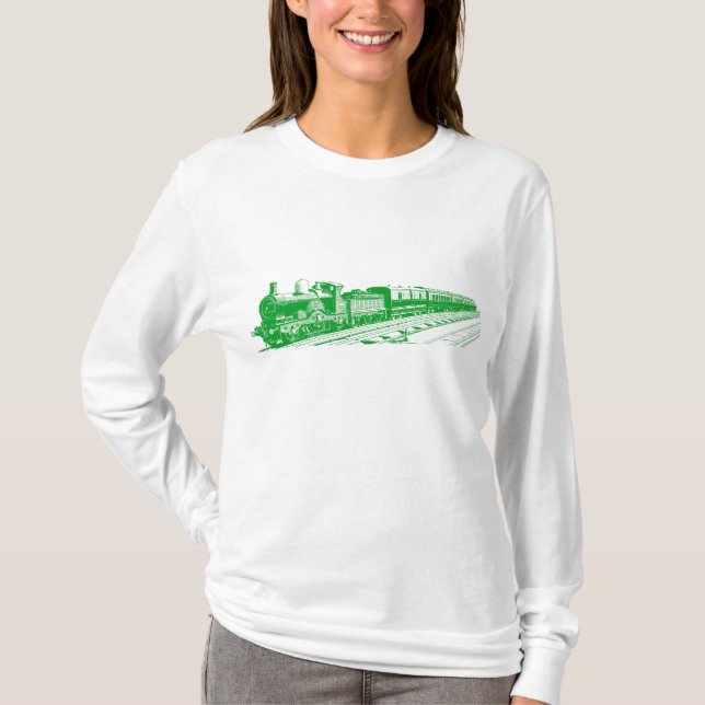 T-shirt Train vintage - Vert herbe (Devant)