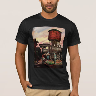 T-shirt Train Yard Flower Garden par Stevan Dohanos