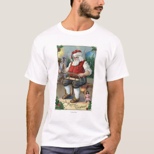 T-shirt Traîneau de bâtiment de GreetingSanta de Noël