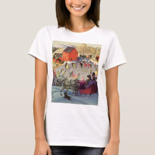 T-shirt Traîneau de Noël vintage, d'amour et de romance