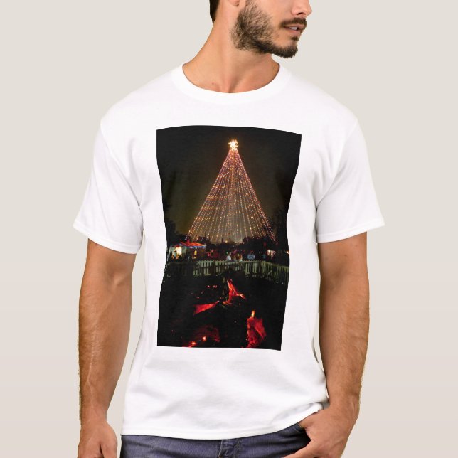 T-shirt Traînée de rondin de TreeYule de Noël de lumières (Devant)