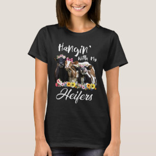 T-shirt Traîner avec mes génisses Femme agricultrice Vache