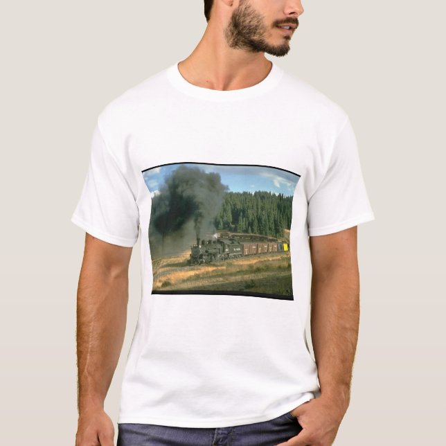T-shirt Trains de rounds_Steam de fret de Rio Grande (Devant)