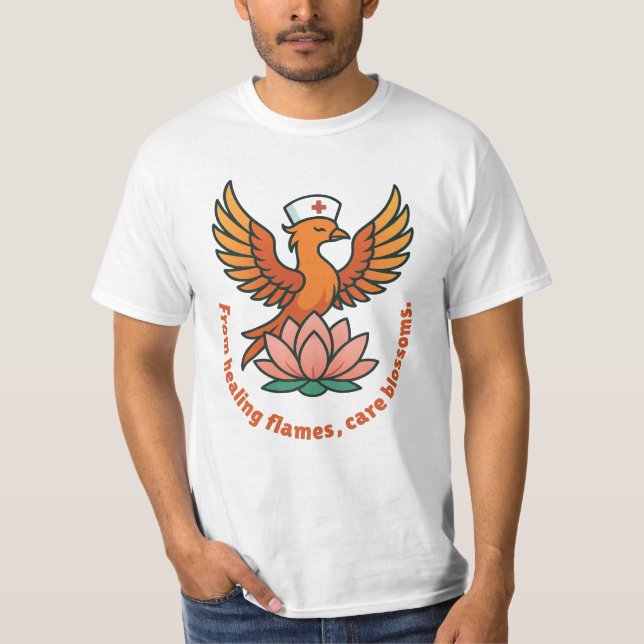 T-shirt Traitement Phoenix-De Flammes De Guérison, Fleurs  (Devant)