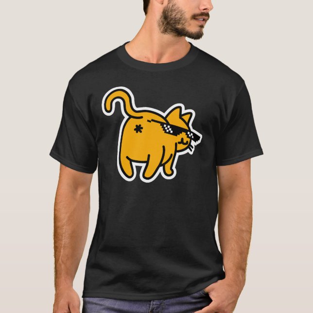 T-shirt Traiter avec It Glasses Mème Drôle Chat Butt in Fa (Devant)