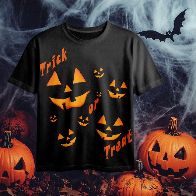 T-shirt Traitez ou Trick et Jack-O-Lantern yeux et sourire (Créateur téléchargé)