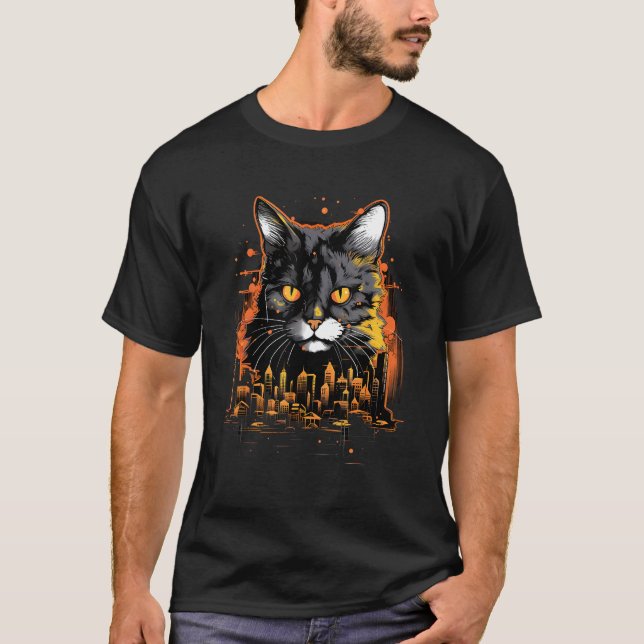 T-shirt Traits de créativité urbaine dessin de chat design (Devant)