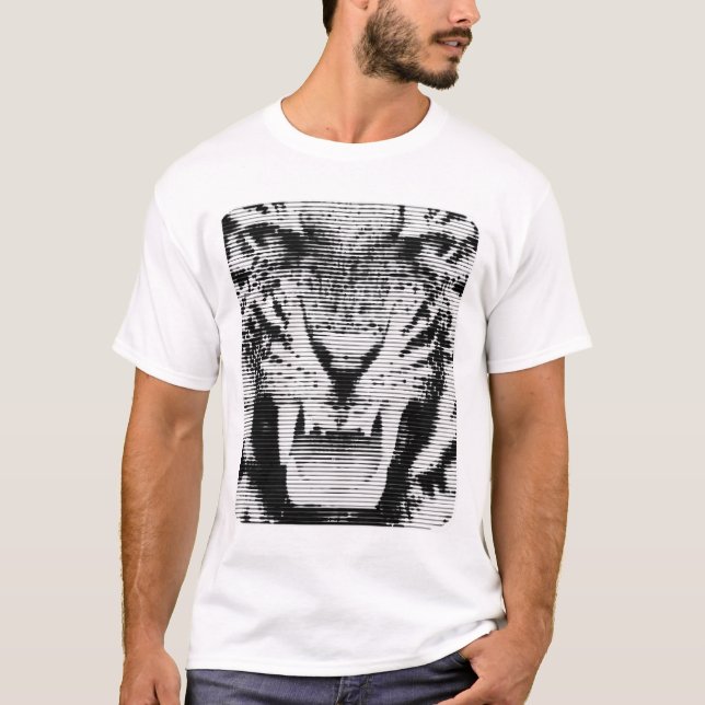 T-shirt Traits horizontaux de tigre noir fâché (Devant)