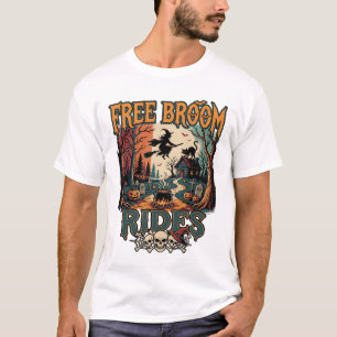 T-shirt Trajets de balai gratuits Halloween Sorcière Chats