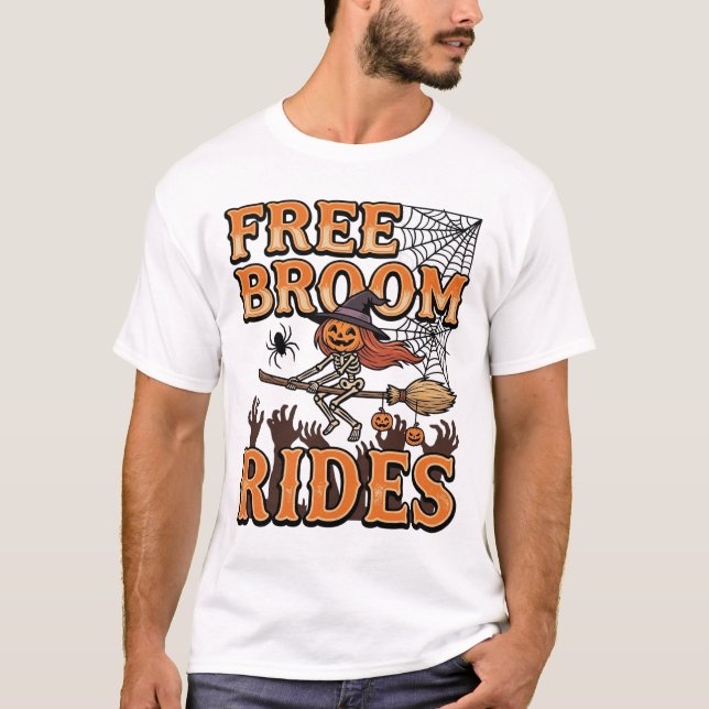 T-shirt Trajets de balai gratuits pour la sorcière d'Hallo (Devant)