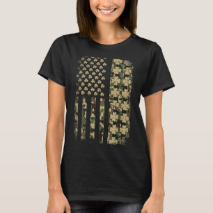 T-shirt Trame de trèfle camouflage drapeau américain patri