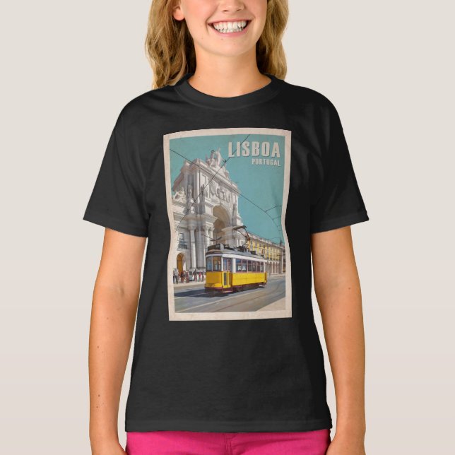 T-shirt Tramway Jaune, Arc De Rue Augusta. Lisbonne, Portu (Devant)