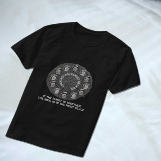 T-shirt Tranche d'arbre avec cercles de photos familiales  (Créateur téléchargé)