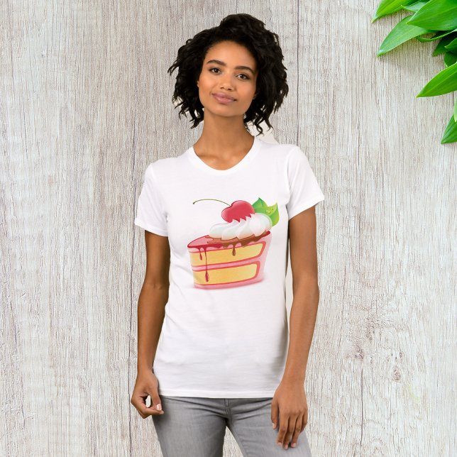T-shirt Tranche de gâteau aux fraises avec de la crème (Créateur téléchargé)