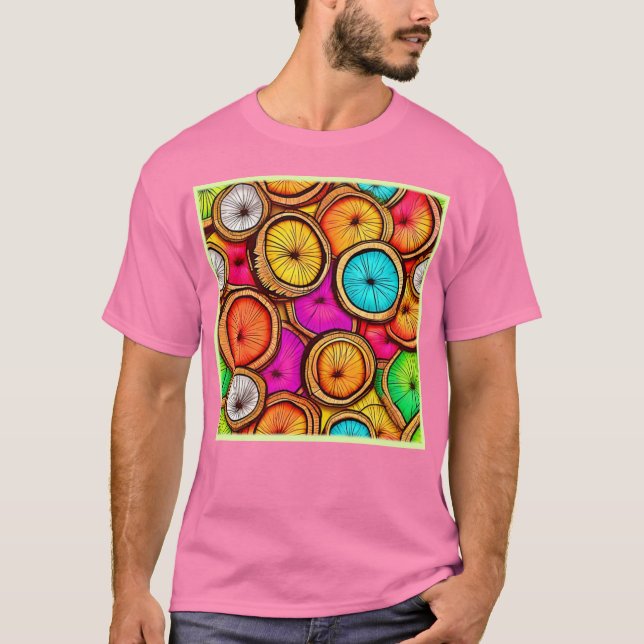 T-shirt Tranche de noix de coco vibrante Design abstrait (Devant)