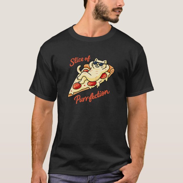 T-shirt Tranche de Perfection Féline Pizza (Devant)