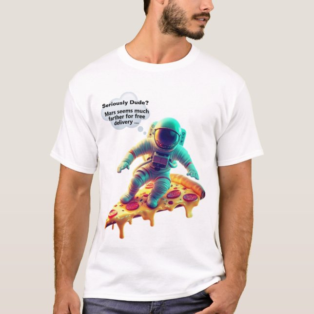 T-shirt tranche de pizza astronaute - Tee-shirt dr (Devant)