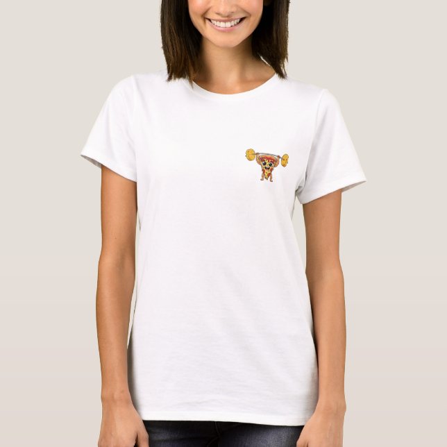 T-shirt Tranche de pizza Buff soulevant une barre de froma (Devant)