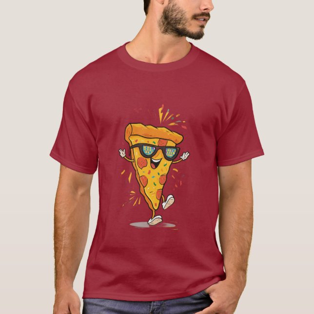 T-shirt Tranche de pizza cool dessin animé | Drôle d'art c (Devant)