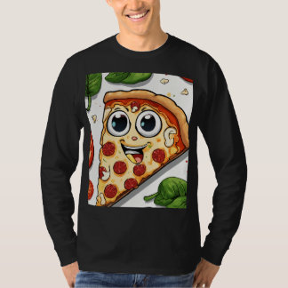 T-shirt Tranche de pizza de dessin animé souriante mignonn