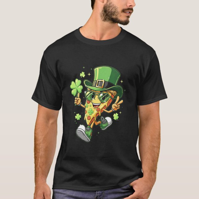 T-shirt Tranche de pizza de la Saint-Patrick pour garçons  (Devant)