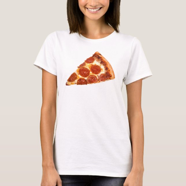 T-shirt Tranche de pizza pepperoni classique de SlipperyJo (Devant)