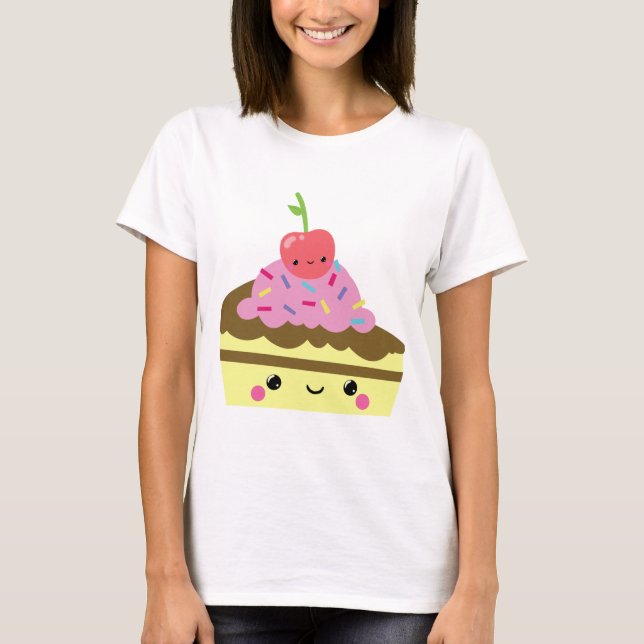 T-shirt Tranche mignonne de gâteau de crème glacée de (Devant)