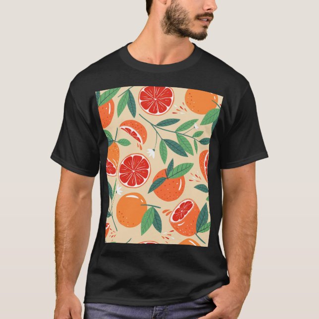 T-shirt Tranches de pamplemousse, motif moderne sans soudu (Devant)