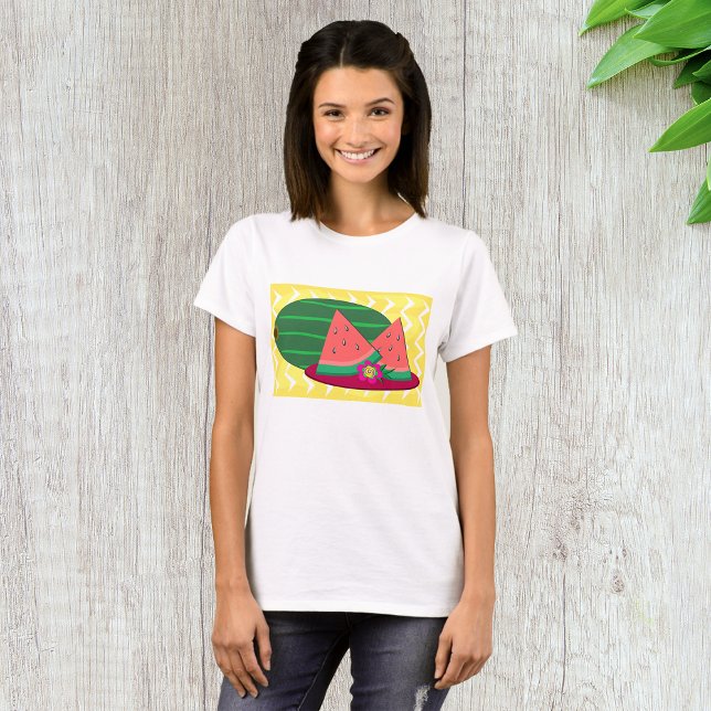 T-shirt Tranches de pastèque estivales et fleur tropicale (Créateur téléchargé)