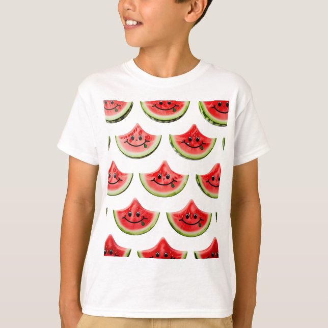 T-shirt Tranches de pastèque souriantes pour l'été (Devant)