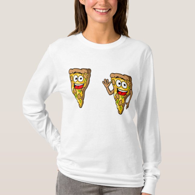 T-shirt Tranches de pizza aux champignons heureux (Devant)