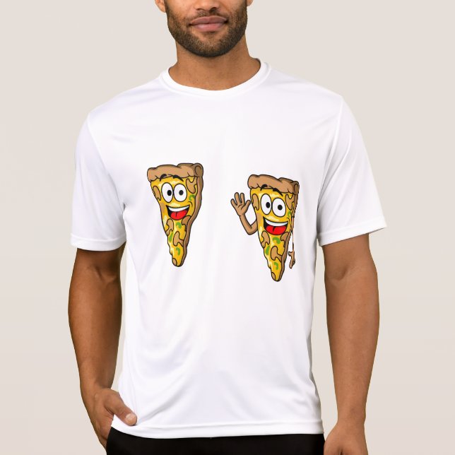 T-shirt Tranches de pizza aux champignons heureux (Devant)