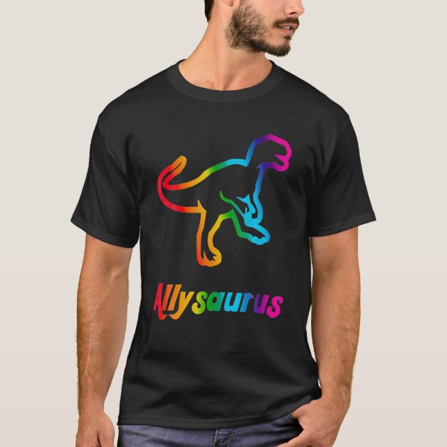 T-shirt Trans Allysaurus Gay pride LGBTQ Trans Drapeau D (Devant)