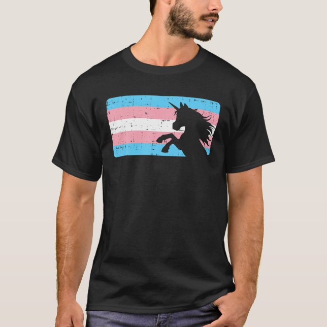 T-shirt Trans Drapeau Unicorne Transgenre Pride transexuel (Devant)