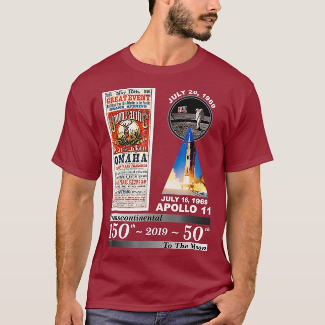 T-shirt Transcontinental Railroad et Apollo 11 (Devant)
