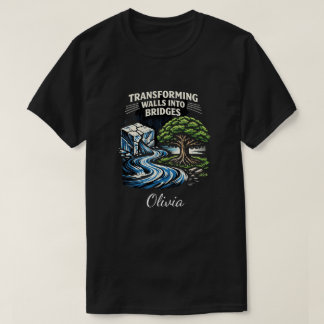 T-shirt Transformer les murs en ponts Gravure sur bois
