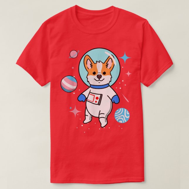 T-shirt Transgender Corgi In Space Trans Pride  (Design devant)